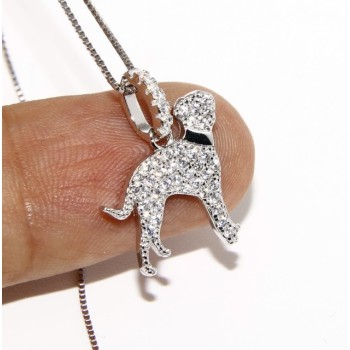 NSA|Argento 925 : MyDog collana donna veneziana con pendente ciondolo cane DALMATA microsetting zirconi brillanti
