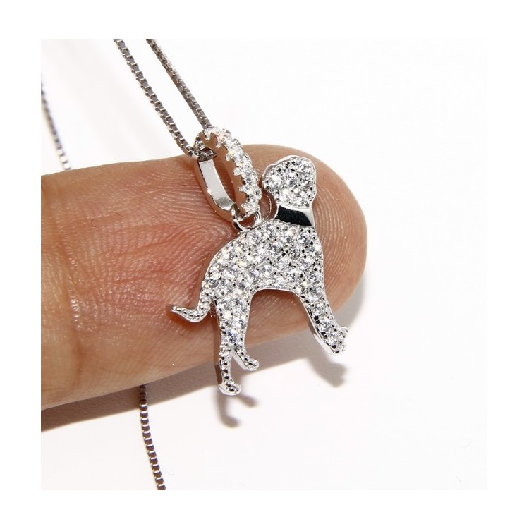 NSA|Argento 925 : MyDog collana donna veneziana con pendente ciondolo cane DALMATA microsetting zirconi brillanti