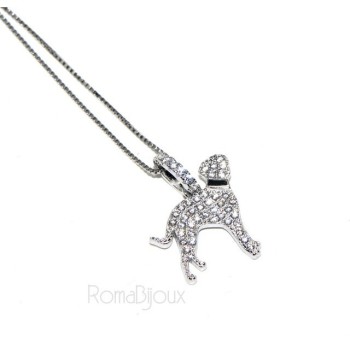 NSA|925: My Dog Venetian woman necklace with pendant dog DALMATA microsetting brilliant cubic zirconia