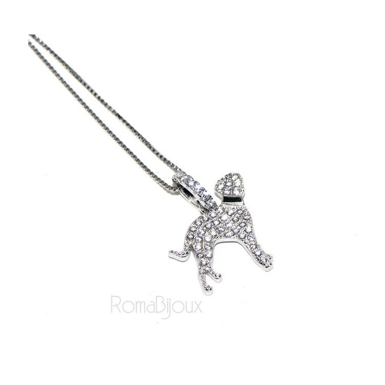 NSA|Argento 925 : MyDog collana donna veneziana con pendente ciondolo cane DALMATA microsetting zirconi brillanti