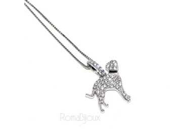 NSA|Argento 925 : MyDog collana donna veneziana con pendente ciondolo cane DALMATA microsetting zirconi brillanti