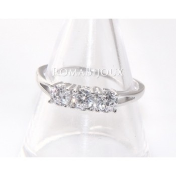 NSA|Argento 925  Rodiato : Trilogy con zirconi da 0,4 taglio brillante