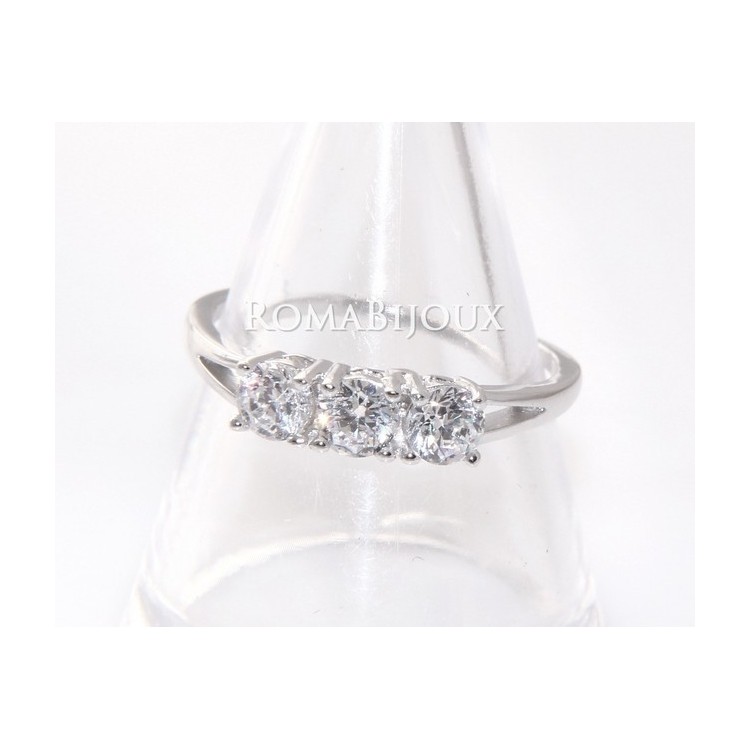 NSA|Argento 925  Rodiato : Trilogy con zirconi da 0,4 taglio brillante