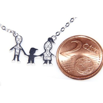NSA|9925: Collier Necklace with central pendant family with unique baby son