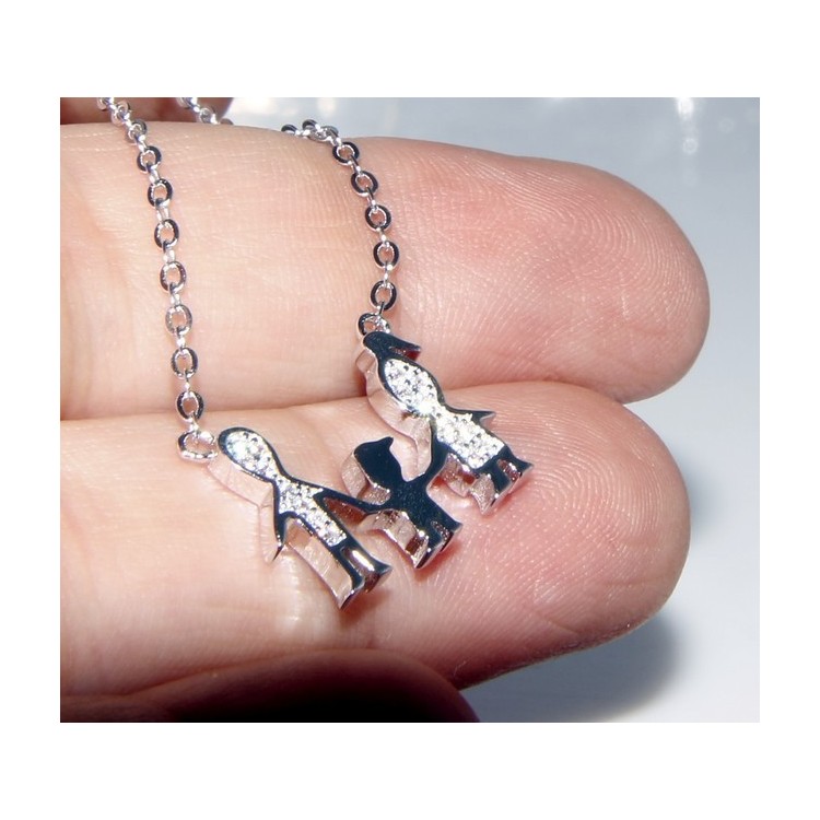 NSA|Argento 925 : Collana Collier donna pendente centrale famiglia con bambino figlio unico