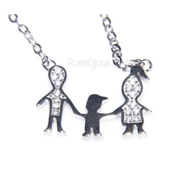 NSA|9925: Collier Necklace with central pendant family with unique baby son