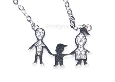 NSA|9925: Collier Necklace with central pendant family with unique baby son