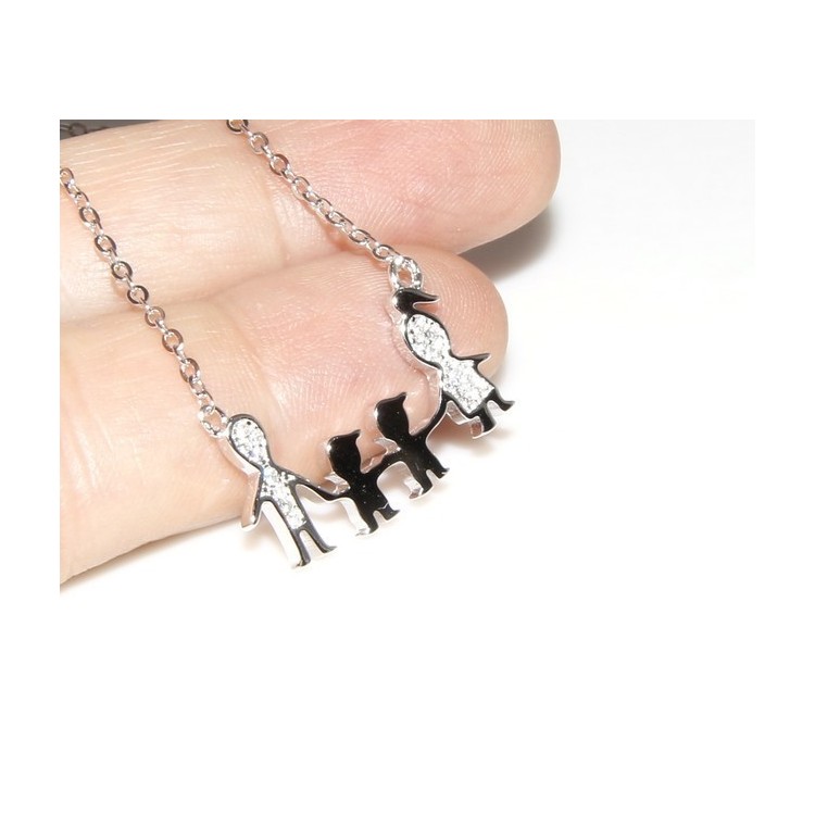 NSA|925: Collier Necklace with central pendant family with two male children