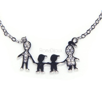 NSA|925: Collier Necklace with central pendant family with two male children