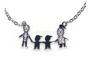 NSA|925: Collier Necklace with central pendant family with two male children