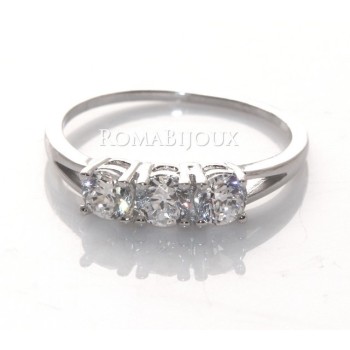 NSA|Argento 925  Rodiato : Trilogy con zirconi da 0,4 taglio brillante