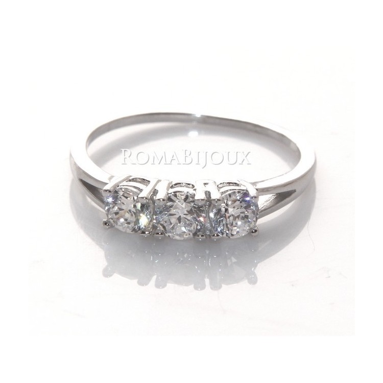 NSA|Argento 925  Rodiato : Trilogy con zirconi da 0,4 taglio brillante