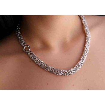 NSA|NALBORI collana donna collier argento 925 catena bizantina da 12 mm