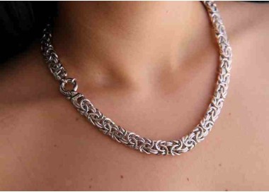 NSA|NALBORI collana donna collier argento 925 catena bizantina da 12 mm