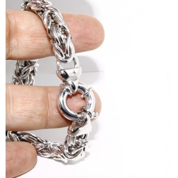 NSA|ARGENTO 925 : Bracciale donna maglia bizantina imponente 12mm made in italy
