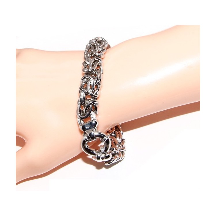 NSA|ARGENTO 925 : Bracciale donna maglia bizantina imponente 12mm made in italy