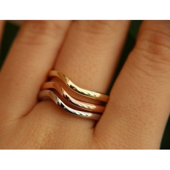 NSA|925 Italian: ring 3 colors yellow white gold pink waves fusion glossy