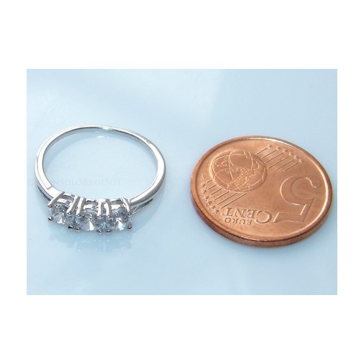 NSA|Argento 925  Rodiato : Trilogy con zirconi da 0,4 taglio brillante