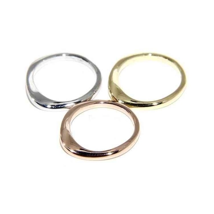 NSA|925 Italian: ring 3 colors yellow white gold pink waves fusion glossy