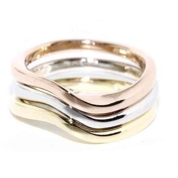 NSA|Argento 925 Italiano : anello 3 colori onde oro bianco giallo rosa fusione lucida