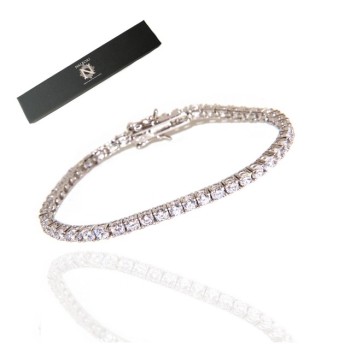 NSA|NALBORI | Bracciale Tennis argento 925 zirconi bianchi 3 mm