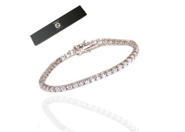 NSA|NALBORI | Bracciale Tennis argento 925 zirconi bianchi 3 mm