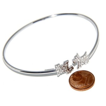 NSA|ARGENTO 925 : Bracciale donna schiava aperto cane zirconi naturali brillante