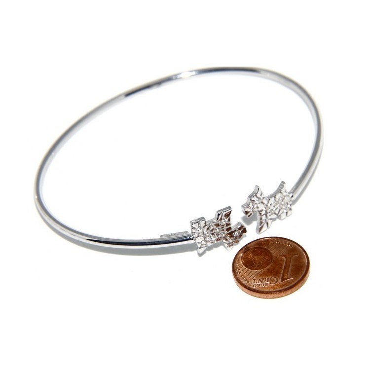NSA|ARGENTO 925 : Bracciale donna schiava aperto cane zirconi naturali brillante