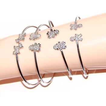 NSA|ARGENTO 925 : Bracciale donna schiava aperto cane zirconi naturali brillante