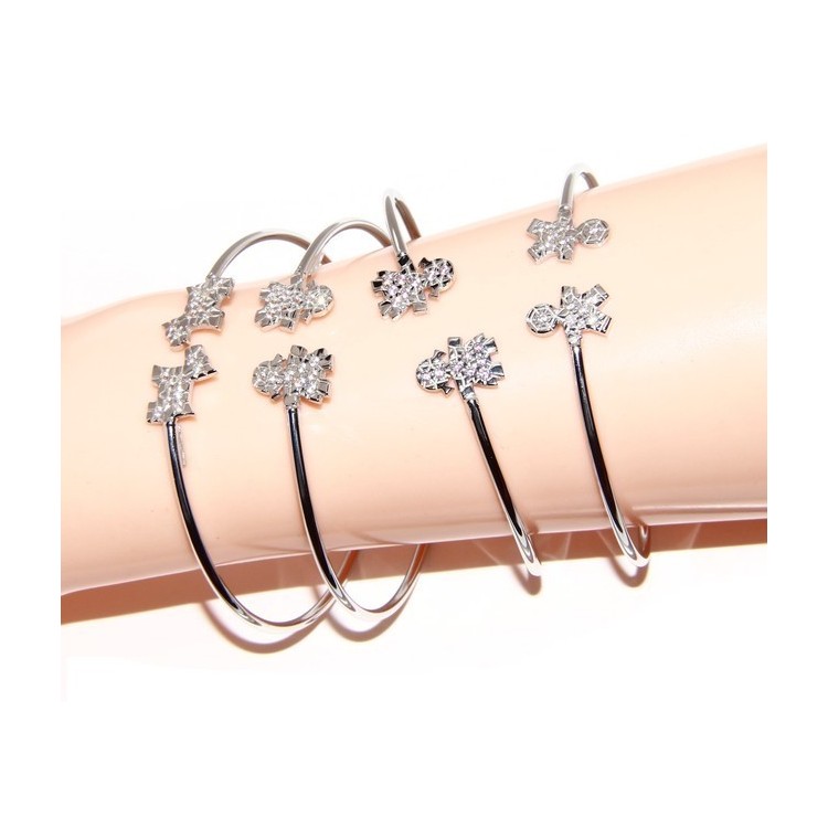 NSA|ARGENTO 925 : Bracciale donna schiava aperto cane zirconi naturali brillante