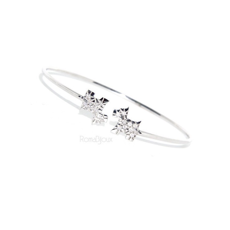 NSA|ARGENTO 925 : Bracciale donna schiava aperto cane zirconi naturali brillante