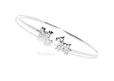 NSA|ARGENTO 925 : Bracciale donna schiava aperto cane zirconi naturali brillante