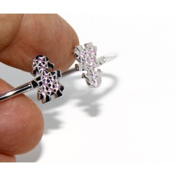 NSA|SILVER 925: Bracelet slave woman opened little natural zircons bright pink