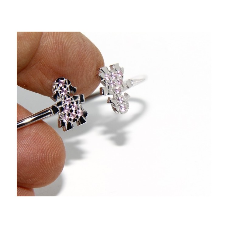 NSA|SILVER 925: Bracelet slave woman opened little natural zircons bright pink