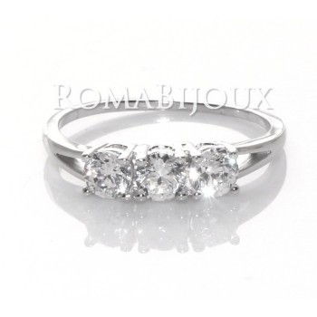 NSA|Argento 925  Rodiato : Trilogy con zirconi da 0,4 taglio brillante