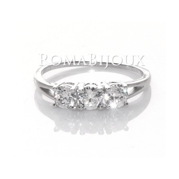 NSA|Argento 925  Rodiato : Trilogy con zirconi da 0,4 taglio brillante