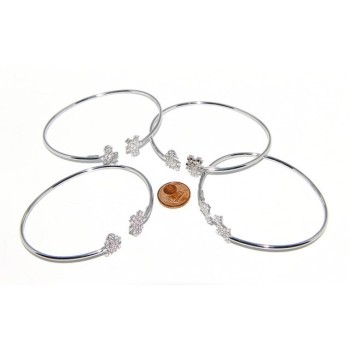 NSA|ARGENTO 925 : Bracciale donna schiava aperto bambina zirconi naturali rosa brillante