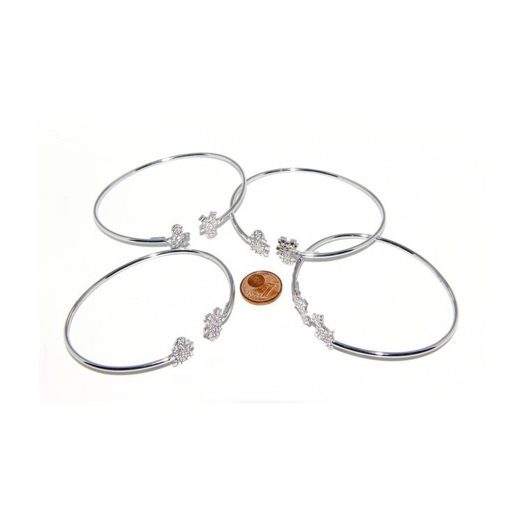 NSA|ARGENTO 925 : Bracciale donna schiava aperto bambina zirconi naturali rosa brillante