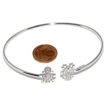 NSA|ARGENTO 925 : Bracciale donna schiava aperto bambina zirconi naturali bianchi brillanti