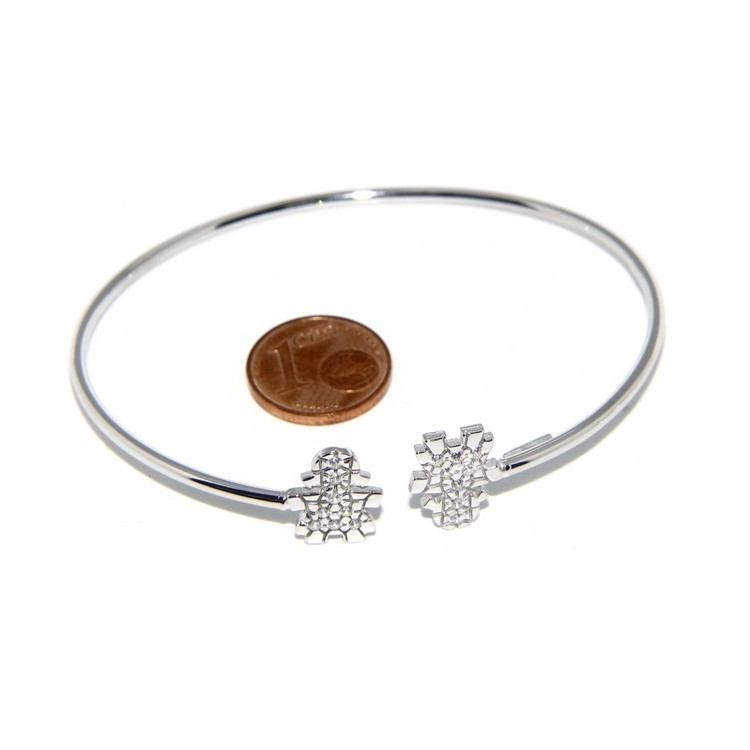NSA|ARGENTO 925 : Bracciale donna schiava aperto bambina zirconi naturali bianchi brillanti
