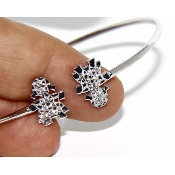 NSA|ARGENTO 925 : Bracciale donna schiava aperto bambina zirconi naturali bianchi brillanti