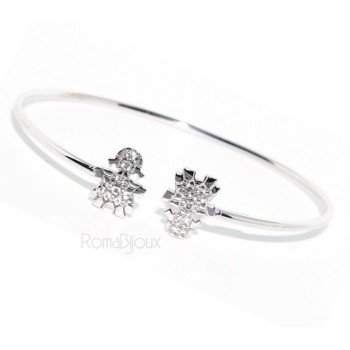 NSA|ARGENTO 925 : Bracciale donna schiava aperto bambina zirconi naturali bianchi brillanti