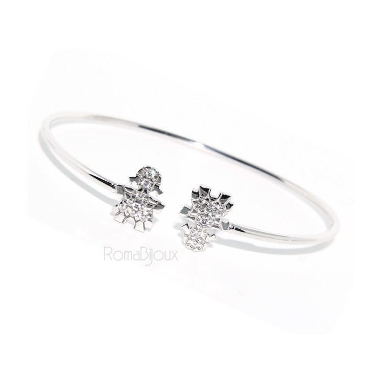 NSA|ARGENTO 925 : Bracciale donna schiava aperto bambina zirconi naturali bianchi brillanti