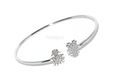 NSA|ARGENTO 925 : Bracciale donna schiava aperto bambina zirconi naturali bianchi brillanti