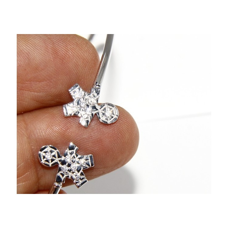 NSA|SILVER 925: woman bracelet open child slave bright white natural zircons