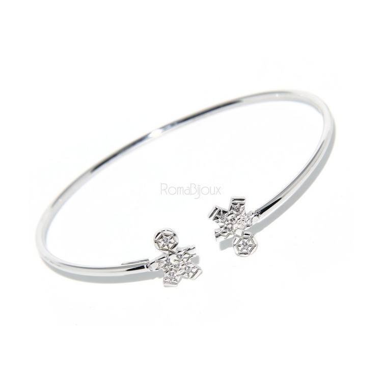 NSA|SILVER 925: woman bracelet open child slave bright white natural zircons
