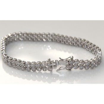 NSA|Argento 925 : Bracciale Tennis Con Zirconi bianchi cipollino 2,5 mm doppia corona 18 cm