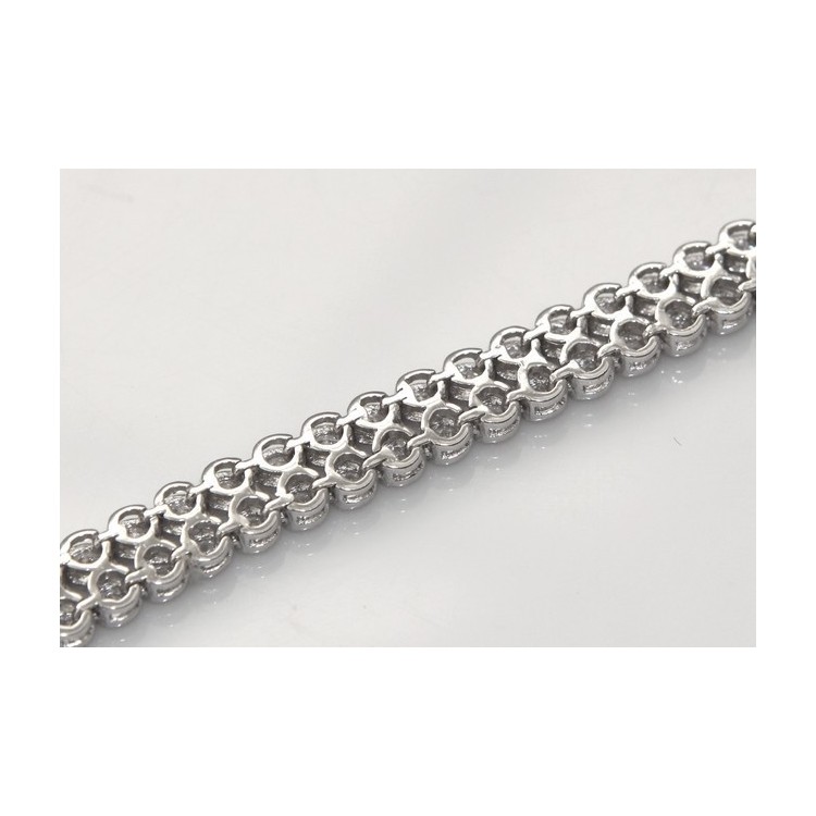 NSA|Argento 925 : Bracciale Tennis Con Zirconi bianchi cipollino 2,5 mm doppia corona 18 cm