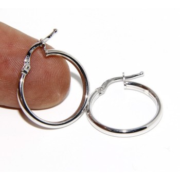 NSA|Argento 925 : orecchini donna anelle cerchi boccole lisce classiche 19 mm 3 colori