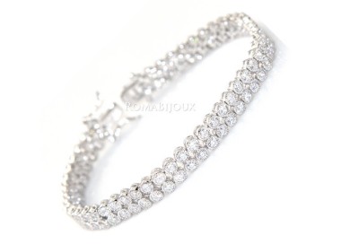 NSA|Argento 925 : Bracciale Tennis Con Zirconi bianchi cipollino 2,5 mm doppia corona 18 cm